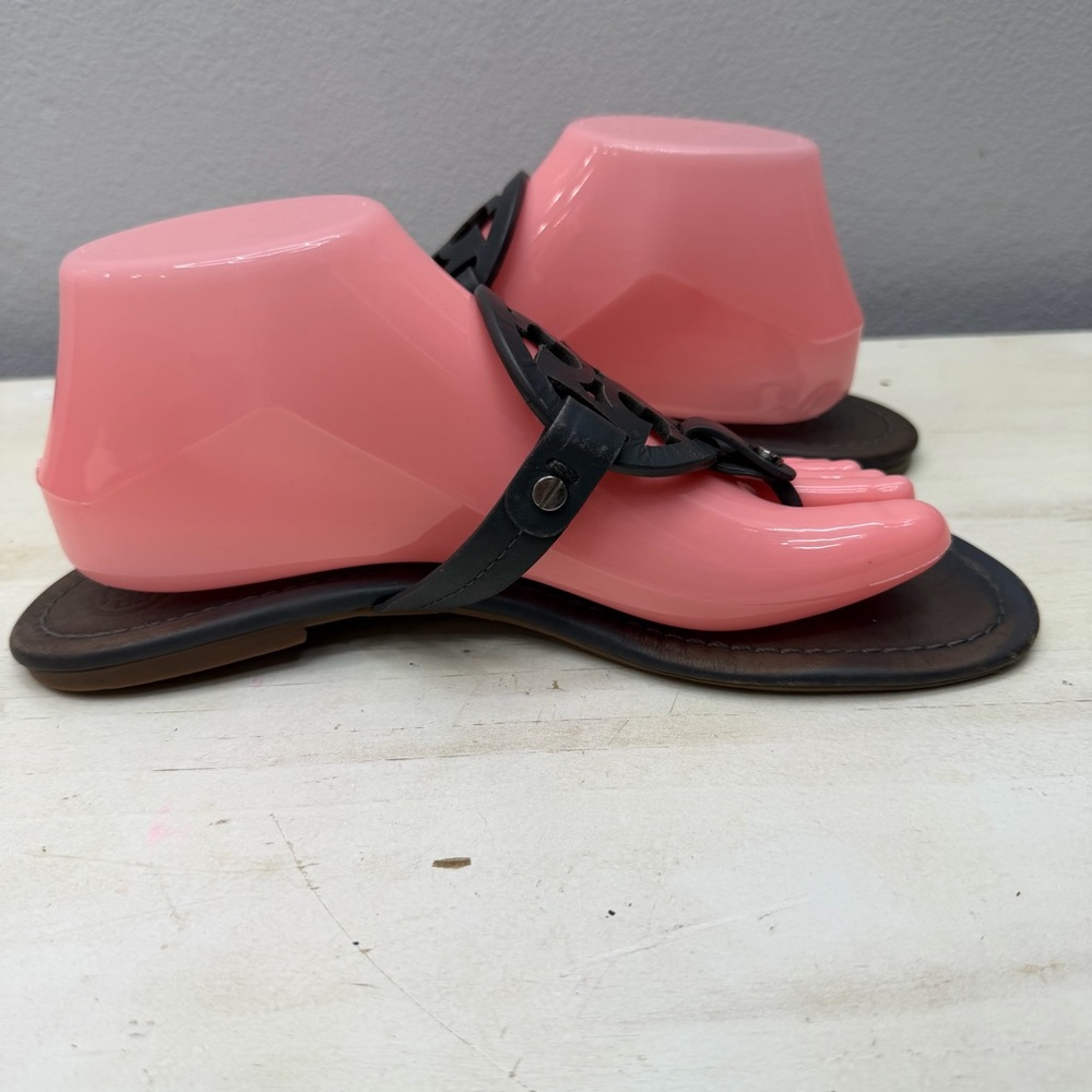 Tory Burch Dark Grey Leather Miller Sandals 9.5 - Picture 2 of 8